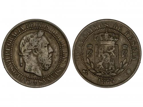 CARLOS VII Pretendiente. 10 Céntimos. 1875. BRUSELAS. Anvers