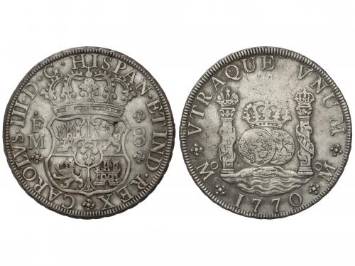 CARLOS III. 8 Reales. 1770. MÉXICO. F.M. 26,84 grs. Columnar