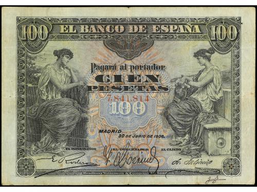 BANCO DE ESPAÑA. 100 Pesetas. 30 Junio 1906. Sin Serie. (Lev