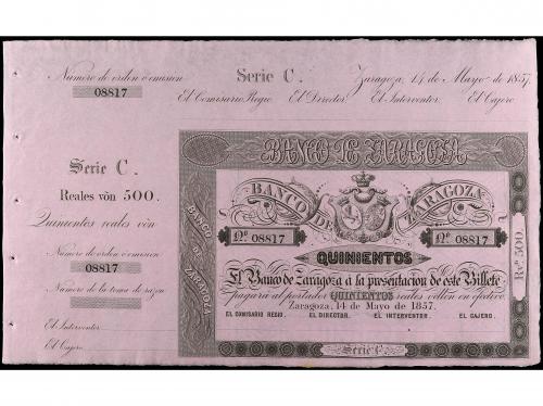 ANTIGUOS. 500 Reales de Vellón. 14 Mayo 1857. BANCO DE ZARAG