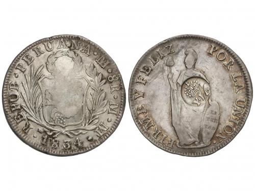 ISABEL II. 1 Peso. 1834. MANILA. 25,94 grs. Resello Y-II cor