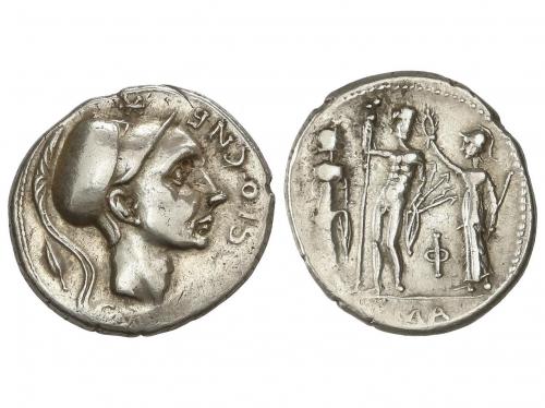REPÚBLICA ROMANA. Denario. 112-111 a.C. CORNELIA. Cnaeus Cor