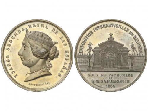 ISABEL II. Medalla. 1864. EXPOSITION INTERNATIONALE DE BAYON
