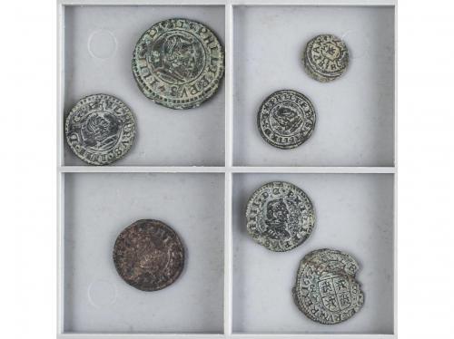 FELIPE IV. Lote 7 monedas 2 a 16 Maravedís. 2 maravedís 1663