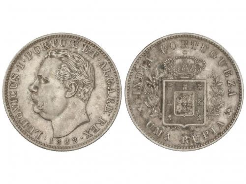 INDIA PORTUGUESA. 1 Rupia. 1882. LUIZ I. 11,58 grs. AR. KM-3