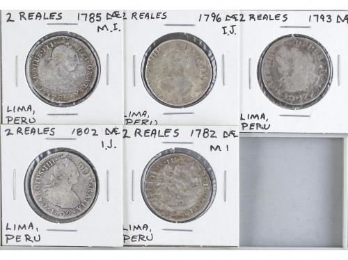 LOTES y COLECCIONES. Lote 5 monedas 2 Reales. 1782, 1785, 17