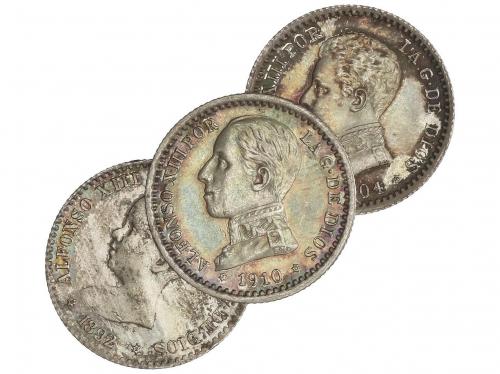 ALFONSO XIII. Lote 3 monedas 50 Céntimos. 1892 (*9-2) P.G.-M