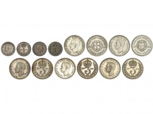 GRAN BRETAÑA. Lote 7 monedas 1 (2) y 3 Penny (5). 1909 a 195