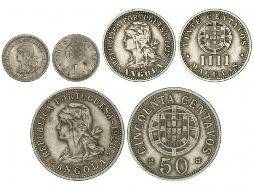 ANGOLA. Lote 3 monedas 5 Centavos (Macuta), 20 Centavos (4 M