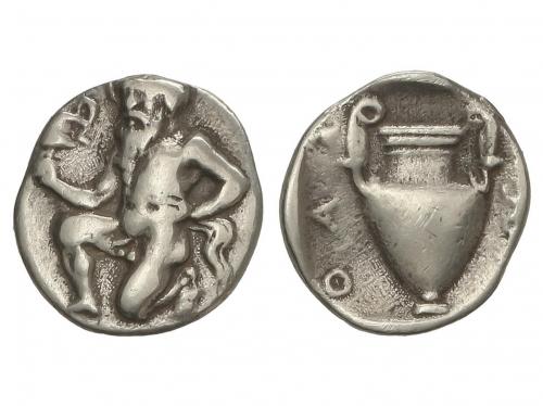 MONEDAS GRIEGAS. Trihemióbolo. 411-350 a.C. THASOS. TRACIA. 