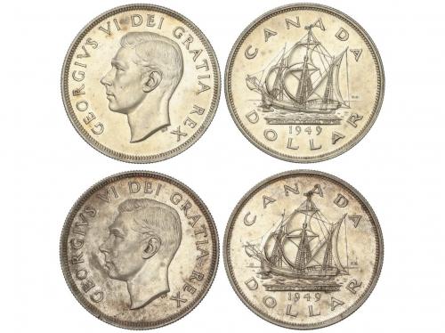 CANADÁ. Lote 2 monedas 1 Dollar. 1949. GEORGE V, GEORGE VI, 