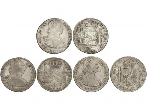 CARLOS IV. Lote 3 monedas 8 Reales. 1790, 1794 y 1808. LIMA,