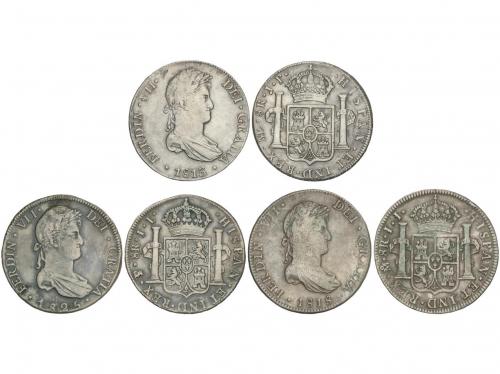 FERNANDO VII. Lote 3 monedas 8 Reales. 1813, 1818 y 1825. LI