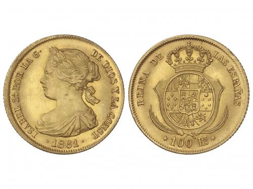 ISABEL II. 100 Reales. 1861. MADRID. 8,38 grs. (Leves golpec