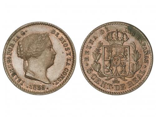 ISABEL II. 5 Céntimos de Real. 1859. SEGOVIA. 1,78 grs. (Lev