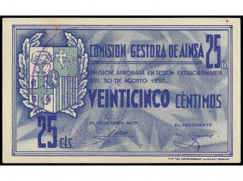 ARAGÓN-FRANJA DE PONENT. 25 Céntimos. 30 Agosto 1937. COMISI