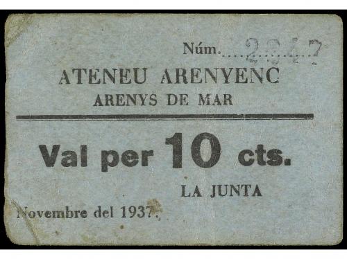 CATALUNYA. 10 Cèntims. Novembre 1937. ATENEU ARENYENC. ARENY
