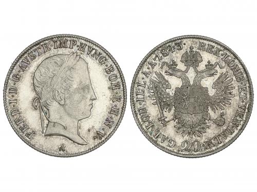 AUSTRIA. 20 Kreutzer. 1843-A. FERDINAND I. VIENA. 6,66 grs. 
