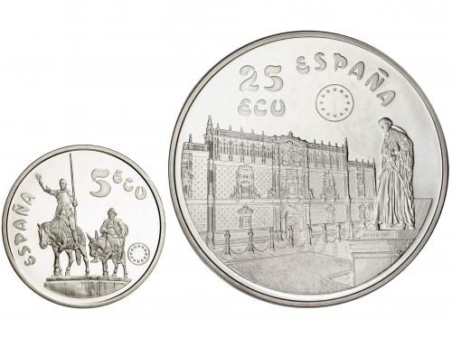 EMISIONES EN ECU. Lote 2 monedas 5 y 25 Ecu. 1994. SERIE CER