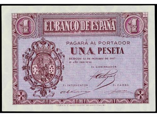 ESTADO ESPAÑOL. 1 Peseta. 12 Octubre 1937. Ed-425a. SC. 