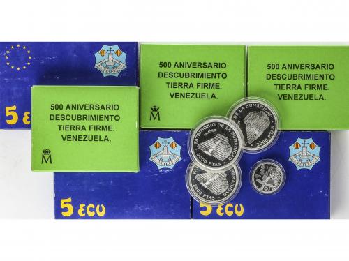 JUAN CARLOS I. Lote 10 monedas 2.000 Pesetas (3), 1 y 5 Ecu 