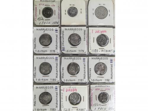 MARRUECOS. Lote 162 monedas. Siglo XVIII-XX. AR, AE, Latón, 
