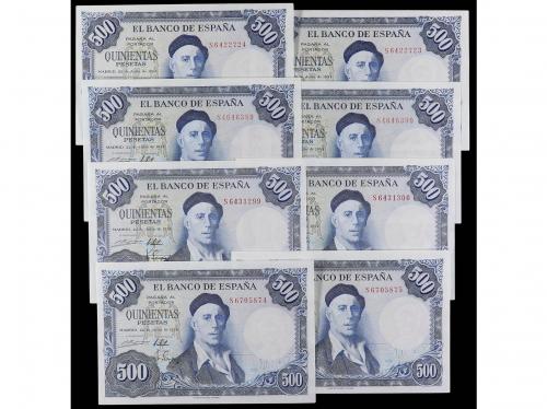 ESTADO ESPAÑOL. Lote 8 billetes 500 Pesetas. 22 Julio 1954. 