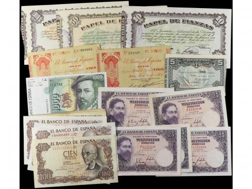 Lote 35 billetes 5 a 1.000 Pesetas. 1936 a 1992. Incluye 2x 