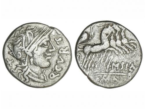 REPÚBLICA ROMANA. Denario. 116-115 a.C. CURTIA. Quintus Cur