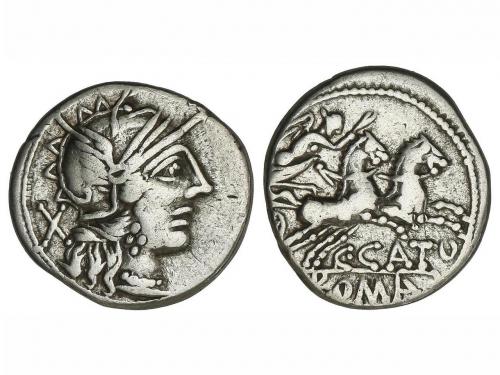 REPÚBLICA ROMANA. Denario. 123 a.C. PORCIA. C. Porcius Cato