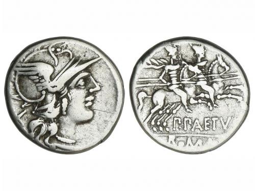 REPÚBLICA ROMANA. Denario. 138 a.C. AELIA. P. Aelius Paetus