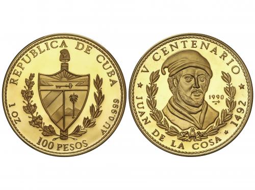 CUBA. 100 Pesos. 1990. 31,07 grs. AU. V Centenario. Juan de 