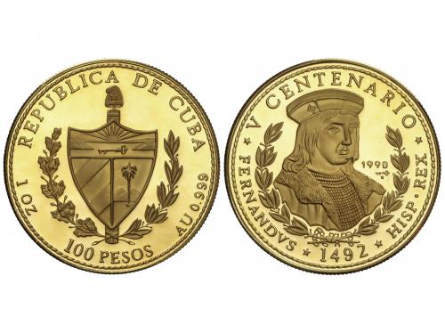 CUBA. 100 Pesos. 1990. 31,03 grs. AU. V Centenario. Fernando