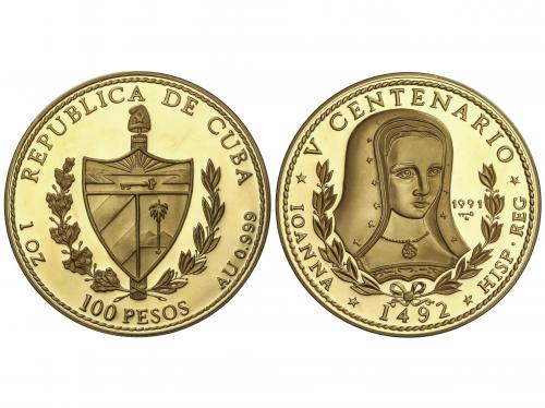 CUBA. 100 Pesos. 1991. 31,01 grs. AU. V Centenario. Juana La