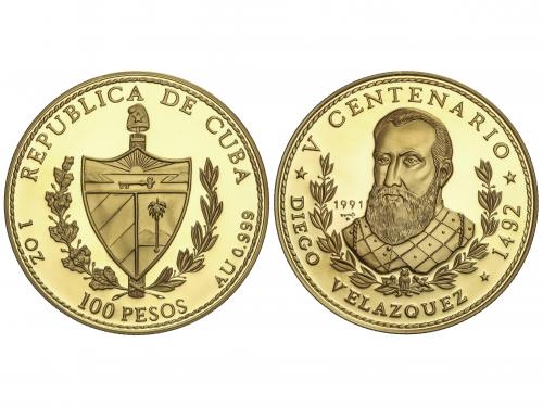 CUBA. 100 Pesos. 1991. 31,10 grs. AU. V Centenario. Diego Ve
