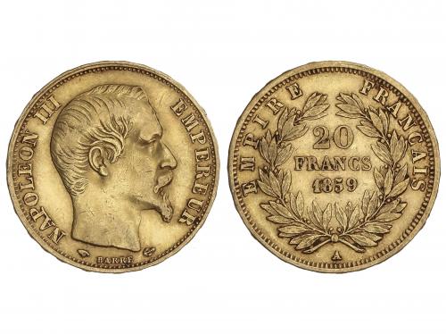 FRANCIA. 20 Francs. 1859-A. NAPOLEÓN III. PARÍS. 6,42 grs. A