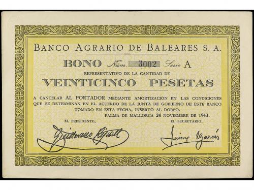 BILLETES ESPAÑOLES. Bono 25 Pesetas. 24 Noviembre 1943. BANC