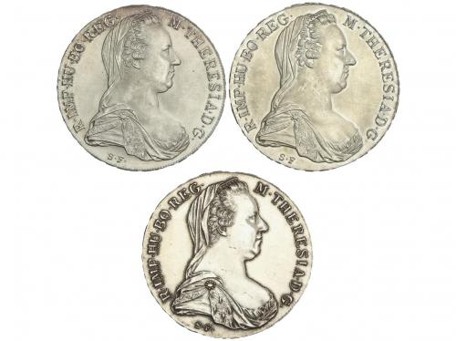 AUSTRIA. Lote 3 monedas 1 Thaler. 1780. MARIA TERESA. AR. La