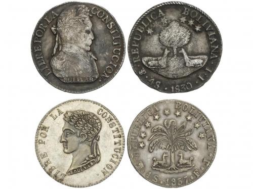 BOLIVIA. Lote 2 monedas 4 Soles. 1830 y 1857. POTOSÍ. J.L. y