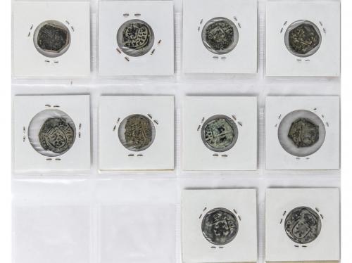 CARLOS II. Lote 10 monedas 2 Maravedís. 1680 a 1701. LINARES