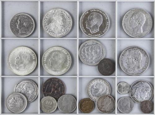 BÉLGICA. Lote 21 monedas. Siglo XIX-XX. AR, Ni, AE, Br. Incl
