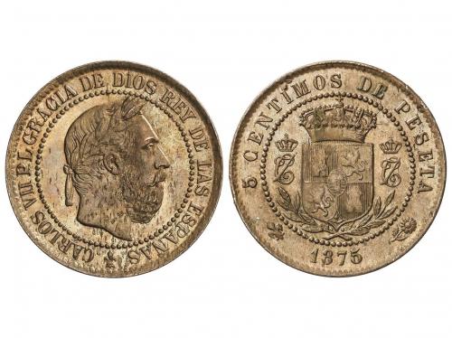 CARLOS VII Pretendiente. 5 Céntimos. 1875. BRUSELAS. Anverso