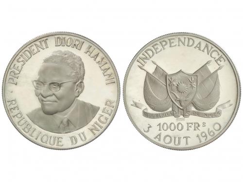 NÍGER. 1.000 Francs. 1960. 19,84 grs. AR. Presidente Diori H