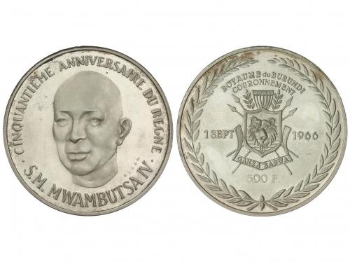 BURUNDI. 500 Francos. (1966). 20,26 grs. Ve. 50 aniversario 