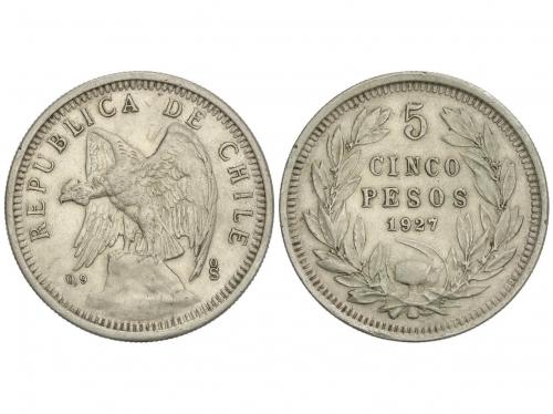 CHILE. 5 Pesos. 1937. SANTIAGO. 24,81 grs. AR. KM-173. MBC+.