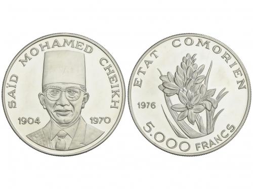 COMORES. 5.000 Francs. 1976. SAÏD MOHAMED CHEIKH. 44,72 grs.