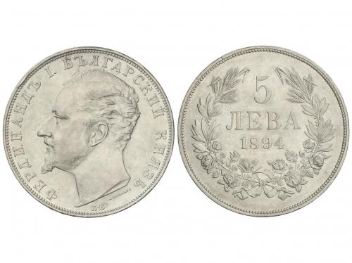 BULGARIA. 5 Leva. 1894-KB. FERDINAND I. KORMOCZBANYA. 24,91 