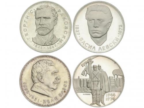 BULGARIA. Lote 4 monedas 5 Leva. 1970 a 1974. AR. Todas comm