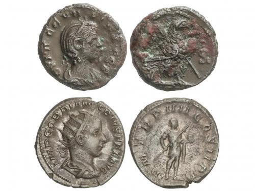 IMPERIO ROMANO. Lote 2 monedas Antoniniano y tetradracma. SE