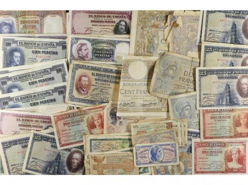 Lote alrededor 160 billetes 50 Céntimos a 500 Pesetas. 1925 